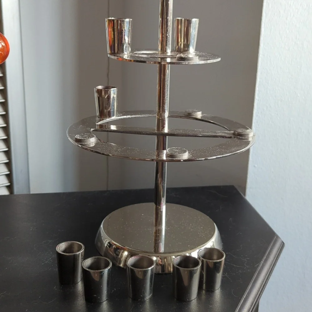 Elegant Crate and Barrel Candelabra Chrome/Nickel Table Centerpiece - Used Once.